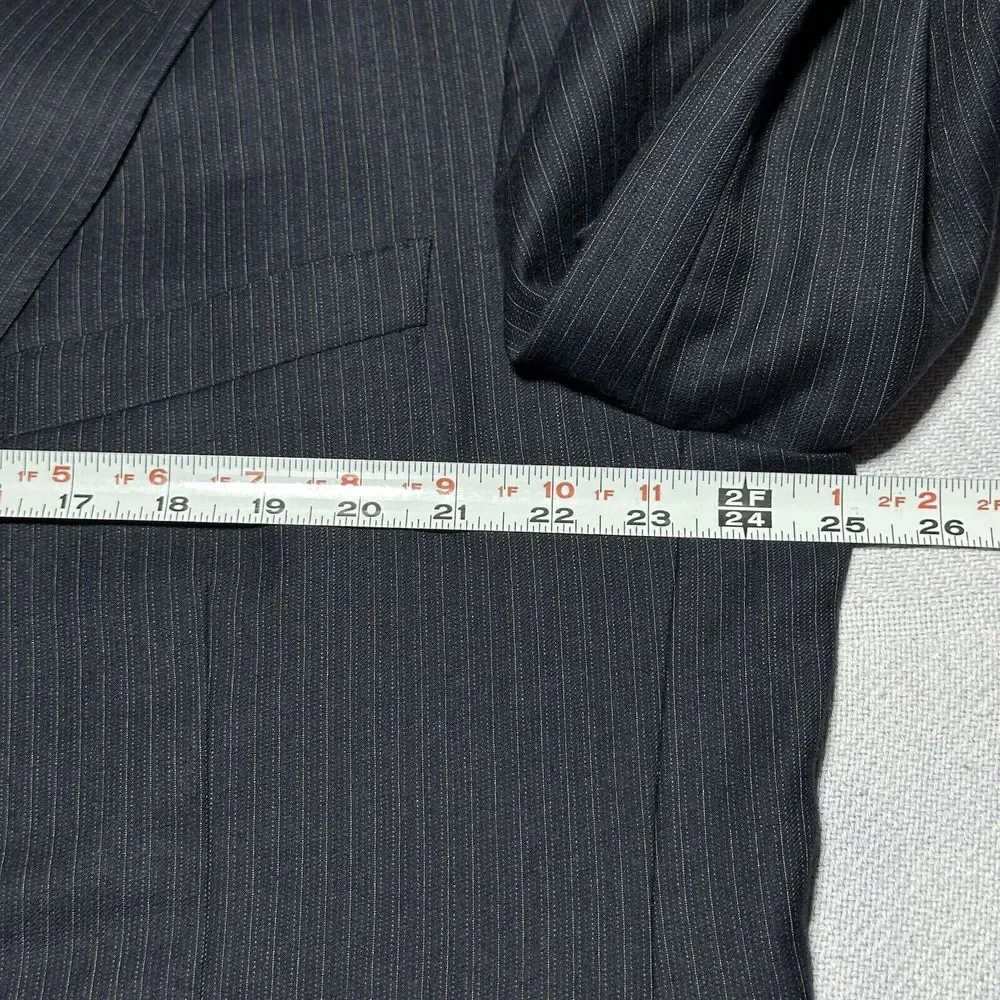 Canali Mark Shale Black Pinstripe Two Button Italy Wool Blazer Jacket‎ Men's 50L